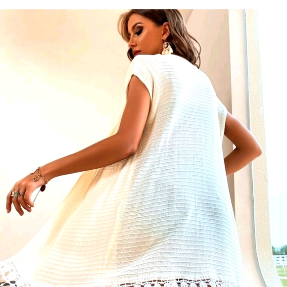 Fringe Hem Batwing Sleeve Cardigan - Picture 1 of 1